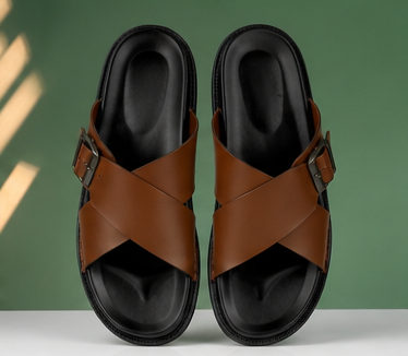 Premium Criss-Cross Strap Slide Sandals — view 3
