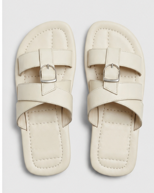 Premium Double-Strap Buckle Slide Sandals