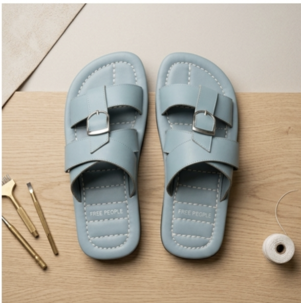 Premium Double-Strap Buckle Slide Sandals
