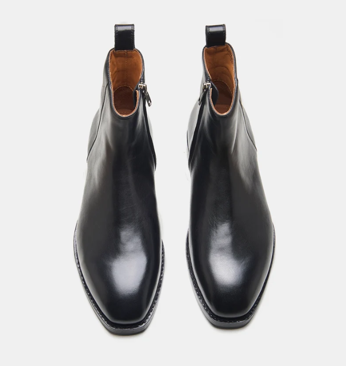 Hand Welted Black Crust Zipper Chelsea Boot — view 4