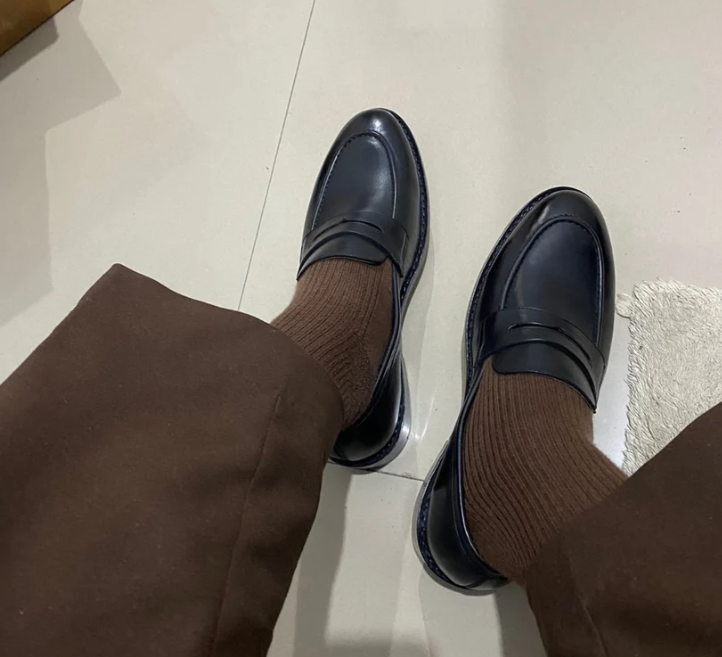 Hand Welted Black Penny Loafer — view 3