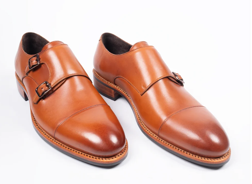 Goodyear Welted Double Strap Tan Monk Shoe