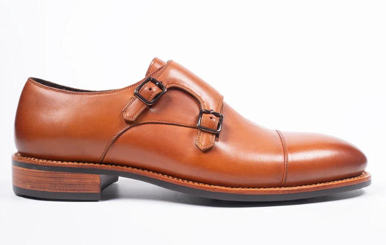Goodyear Welted Double Strap Tan Monk Shoe — view 3