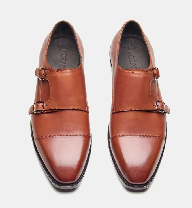 Goodyear Welted Cognac Double Strap Monk Shoe — view 3