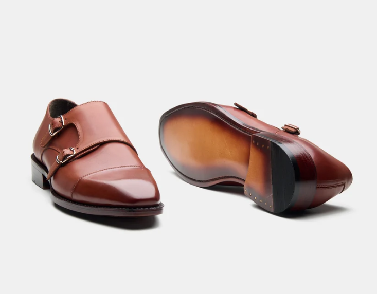 Goodyear Welted Cognac Double Strap Monk Shoe — view 4