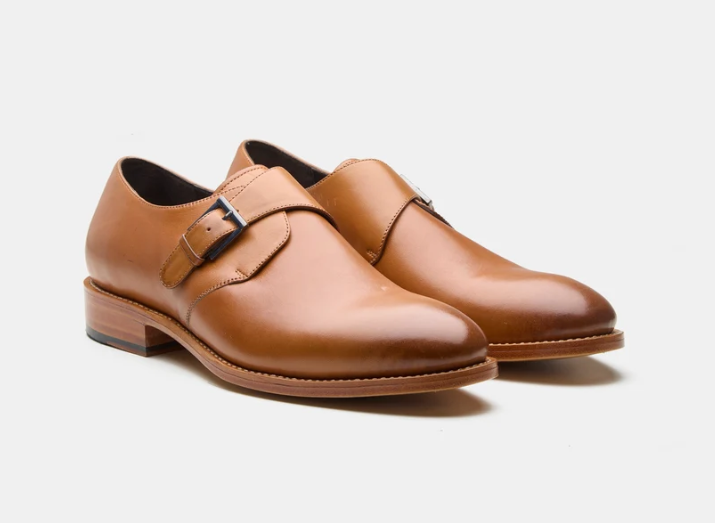 Hand Welted Tan Leather Single Monks