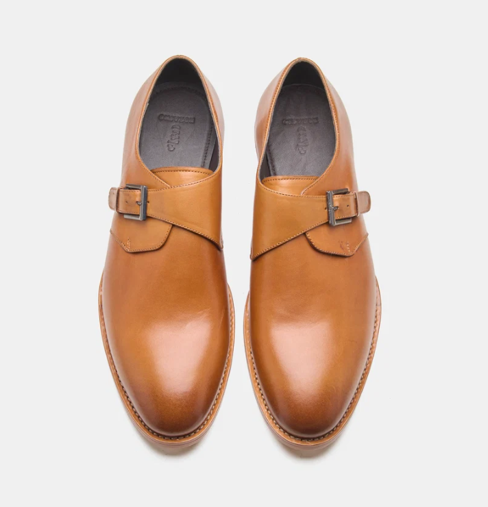 Hand Welted Tan Leather Single Monks — view 3