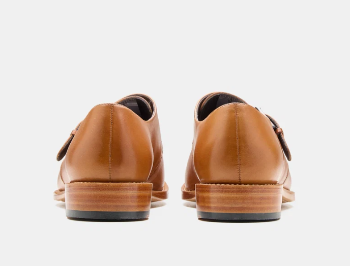 Hand Welted Tan Leather Single Monks — view 4