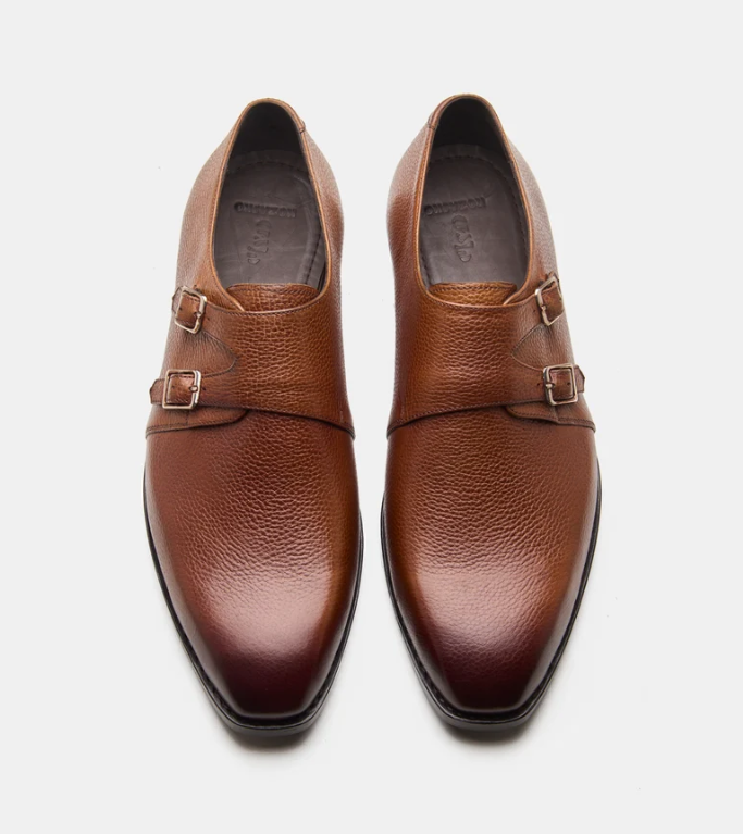 Goodyear Welted Tan Milled Double Monk with Fiddle Waist — view 3