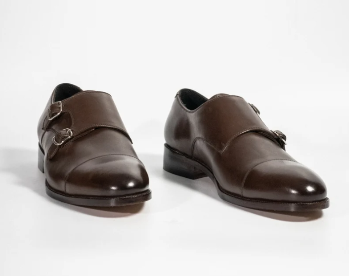 Hand Welted Brown Double Monk Strap shoe