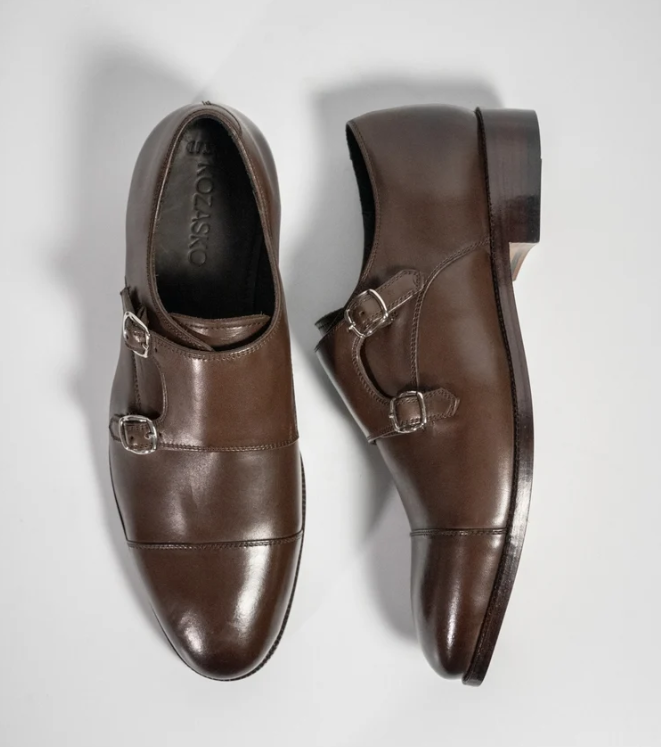 Hand Welted Brown Double Monk Strap shoe — view 4