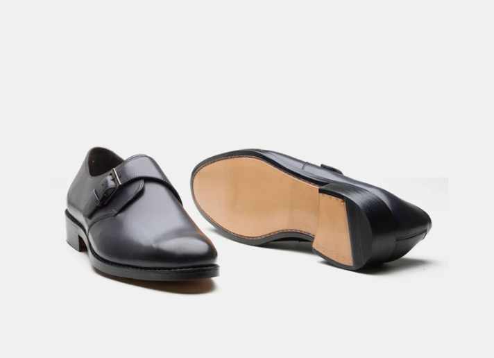 Goodyear Welted Navy Single Strap Monk Shoe — view 3