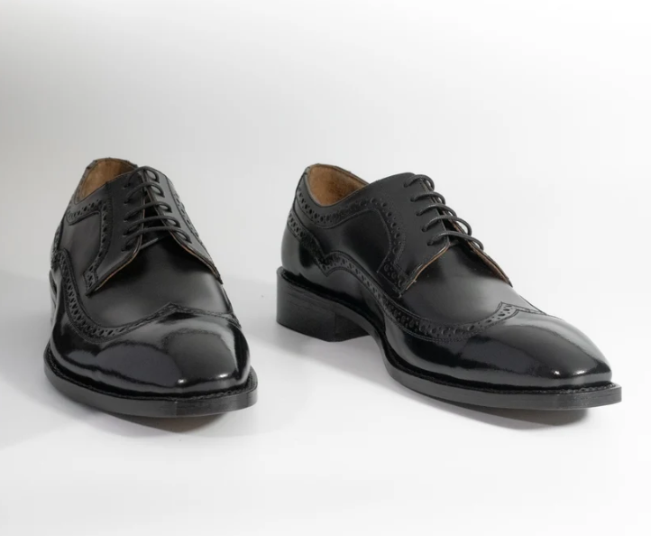 Michigan Black Calf Chisel Toe Wingtip Derby Shoe