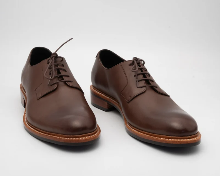 Hand-Welted Brown Plain Toe Blucher