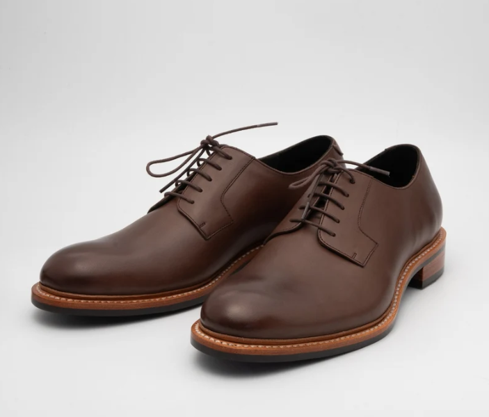 Hand-Welted Brown Plain Toe Blucher — view 4