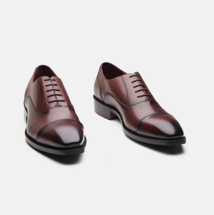 Hand Welted Chisel Toe Brown Captoe Oxfords