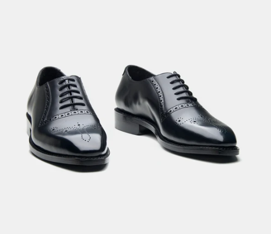 Hand-Welted Black Michigan Full Grain Brogue Oxfords