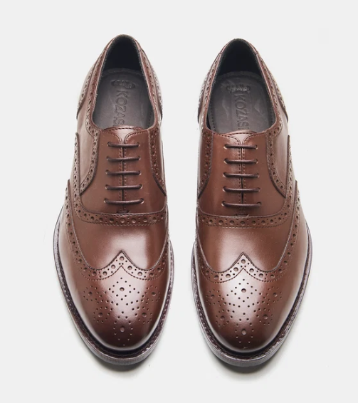 Hand Welted Brown Wingtip Oxfords — view 3