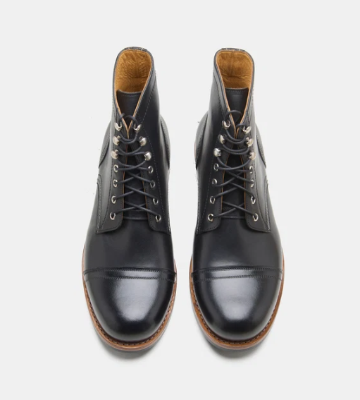 Hand Welted Black Captoe Work Boot — view 3