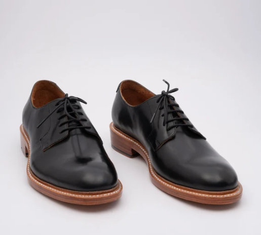 Hand Welted Black Plain Toe Blucher