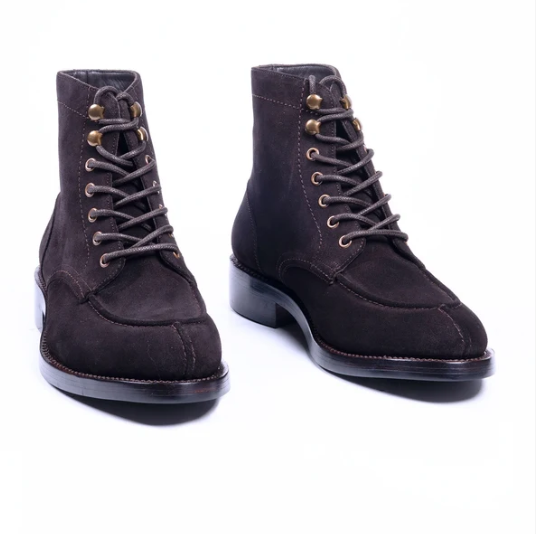 Hand Welted Classic Suede Split Toe Derby Boot