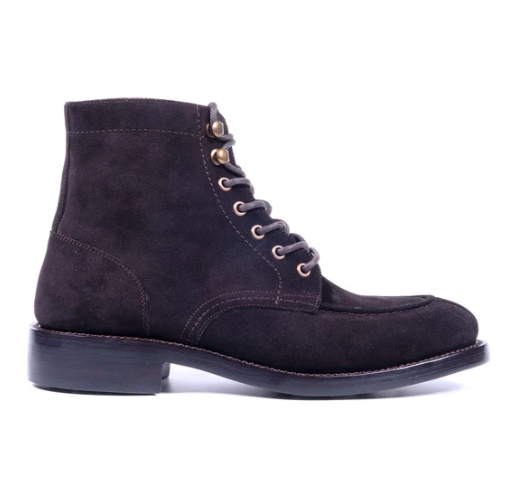 Hand Welted Classic Suede Split Toe Derby Boot — view 3