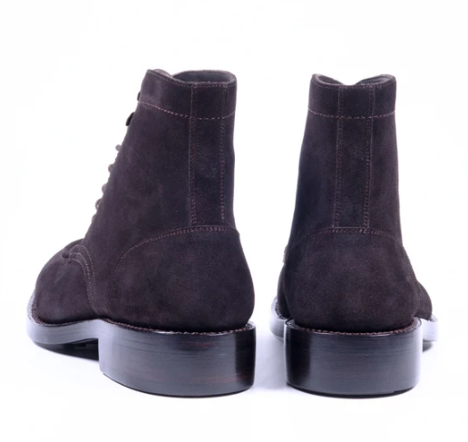 Hand Welted Classic Suede Split Toe Derby Boot — view 4