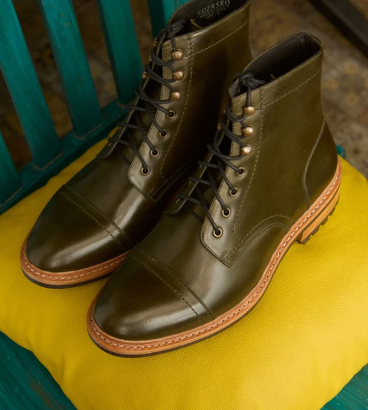 Goodyear Welted Olive Captoe Boot — view 3