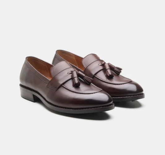Hand Welted Brown Tassel Loafers