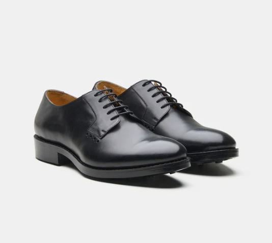 Classic Hand Welted Black Plain Toe Blucher