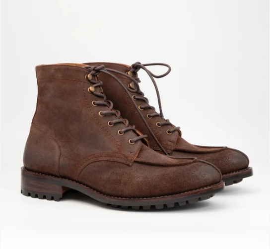 Hand Welted Classic Rough out Split Toe Derby Boot — view 5