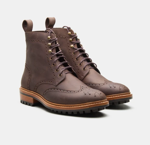 Hand Welted Oil Pull-up Brown Brogue Boot