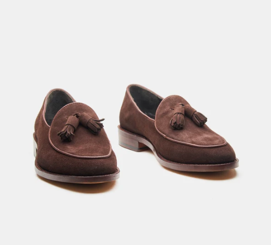 Hand Welted Brown Groupo Mastrotto Suede Belgian Tassel Loafer