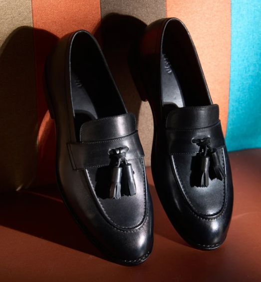 Hand-Welted Black Tassel Loafer — view 3