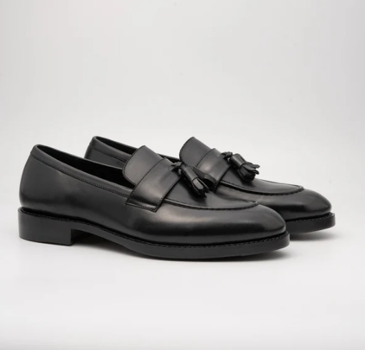 Hand-Welted Black Tassel Loafer — view 6