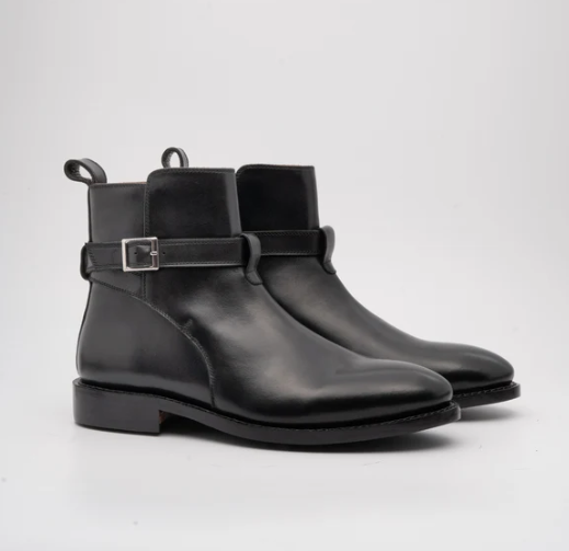 Hand Welted Black Full Grain Jodhpur Boot — view 3