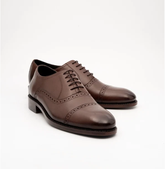 Goodyear Welted Semi Brogue Brown Captoe Oxfords
