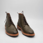 Hand-Welted Full Grain Olive Plain Toe Boot