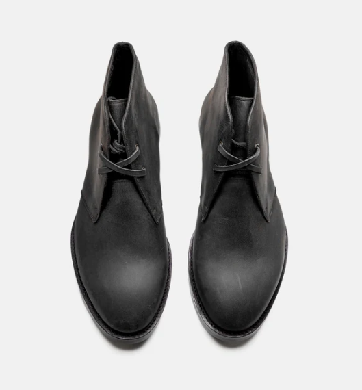 Hand-Welted Black Oiled Leather Chukka Boot — view 4