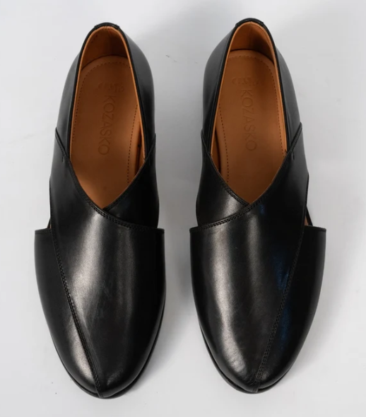 Hand Welted Black Full Grain Leather Peshawari Shoes — view 3