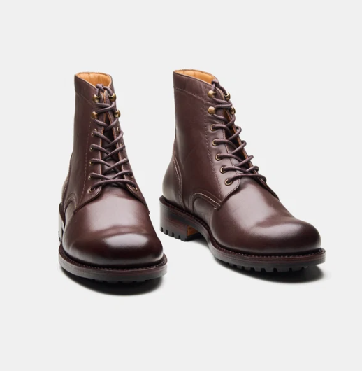 Hand Welted Brown Plain Toe Work Boot