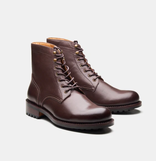 Hand Welted Brown Plain Toe Work Boot — view 3