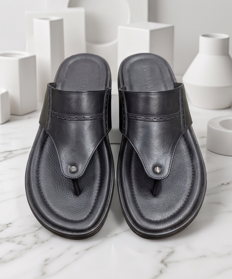 Premium Leather Toe-Loop Slipper