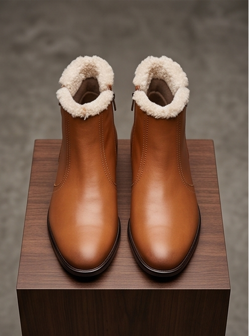 Premium Handcrafted Fur-Lined Leather Chelsea Ankle Boots — view 9