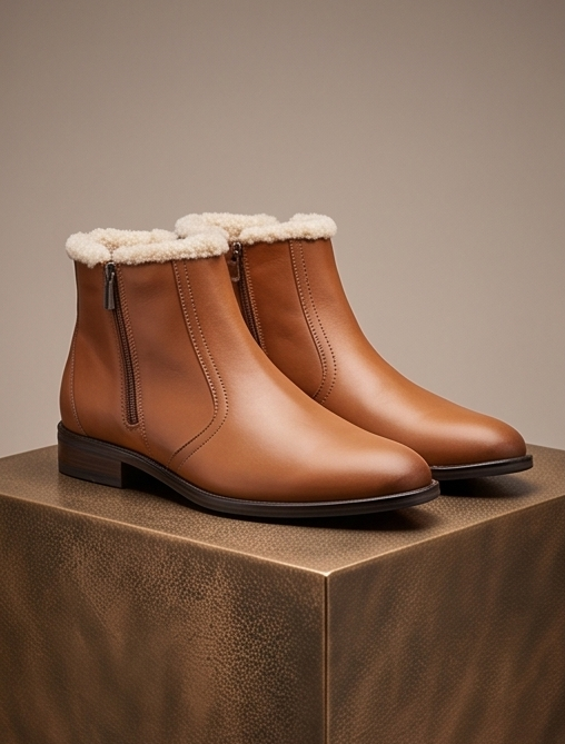 Premium Handcrafted Fur-Lined Leather Chelsea Ankle Boots