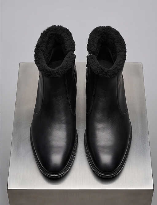 Premium Handcrafted Fur-Lined Leather Chelsea Ankle Boots — view 4