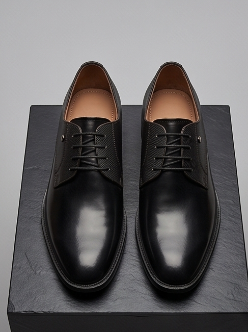 Premium Handcrafted Textured Leather Lace-Up Derby Shoes