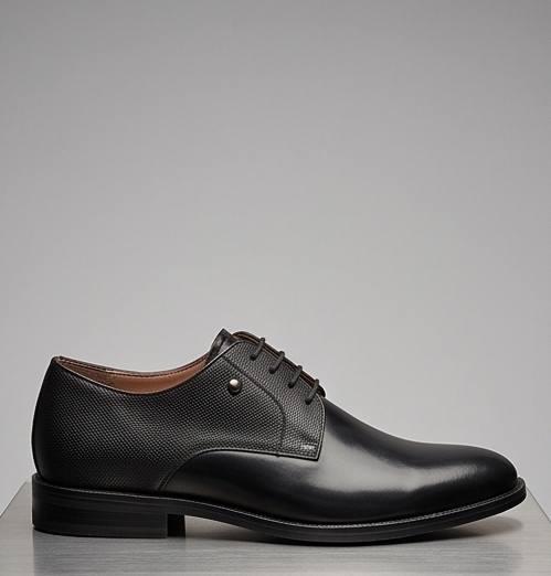 Premium Handcrafted Textured Leather Lace-Up Derby Shoes — view 9
