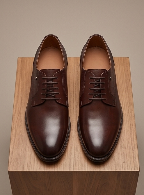 Premium Handcrafted Textured Leather Lace-Up Derby Shoes — view 6