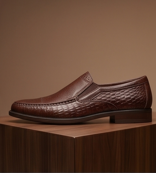 Premium Textured Leather Slip-On Loafers — view 7